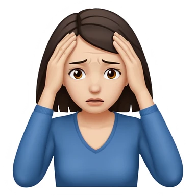 an emoji in which a woman sighs and holds her forehead with her hands...sighs!!!!!!!! woman's feeling is so bad...and.....yeah... sticker