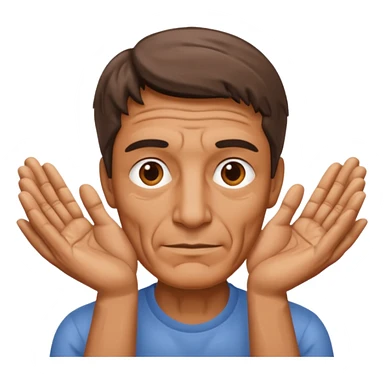 Face men between two hands sticker