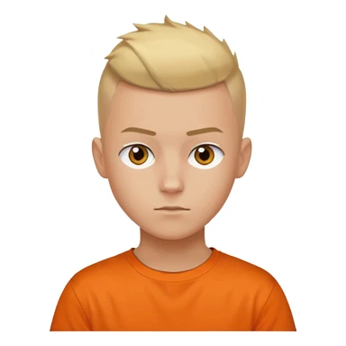 Blonde Buzzcut And Brown Mohawk. Amber Eye. Orange Tshirt. White Sleeve. Teenage Boy sticker