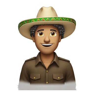 curly hair white man with sombrero celebration with his arm up sticker