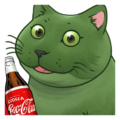 Cat with cocacola sticker