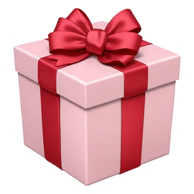 gift box pale pink with red satin bow sticker