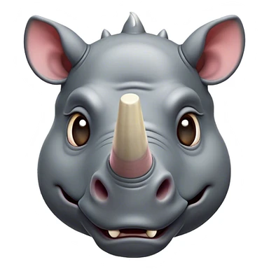 Cinematic Comical Rhinoceros Portrait Emoji, Head tilted dramatically with an exaggeratedly amused expression, featuring a striking, glossy slate-gray hide with a boldly textured horn, wide, expressive eyes filled with playful disbelief, Simplified yet hilariously expressive features, highly detailed, glowing with a slightly sassy glow, high shine, dramatic yet playful, stylized with an air of cheeky wild mischief, bright and endearing, soft glowing outline, capturing the essence of a spirited and over-the-top rhinoceros, so meme-worthy it feels like it could charge its way into internet fame instantly! sticker