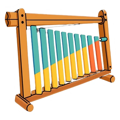 Add traditional Thai patterns and wood texture to the Thai xylophone, preserving the sticker style and transparent background. sticker