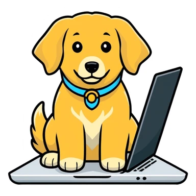 dog with laptop sticker