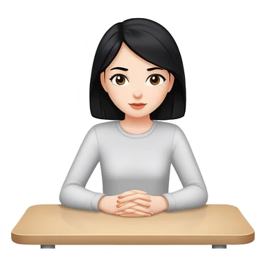 white girl sitting at table black hair  sticker