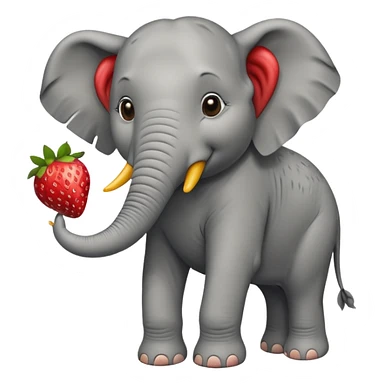 Elephant strawberry feeding birds sticker