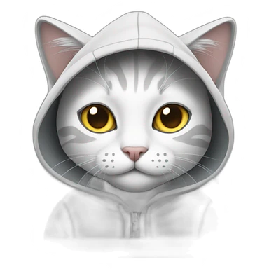 White and grey cat with hoodie sticker