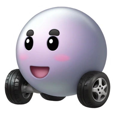 Metal cute black eyes Kirby ball driving on 4 car wheels sticker