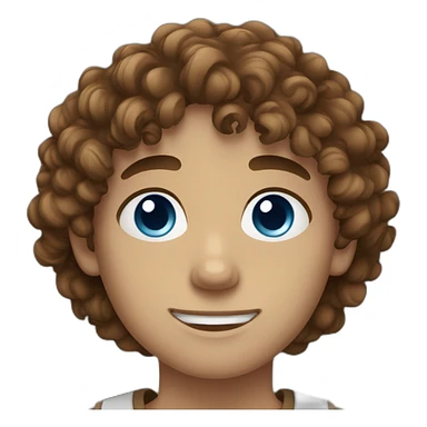 boy brown loose curly hair and blue eyes sticker