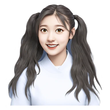 smiling girl with long hair sticker