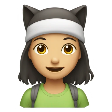 smiling girl with cat sticker
