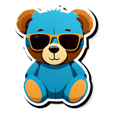 Teddy bear with sunglasses sticker