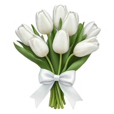 white tulip bouquet  with a white bow sticker
