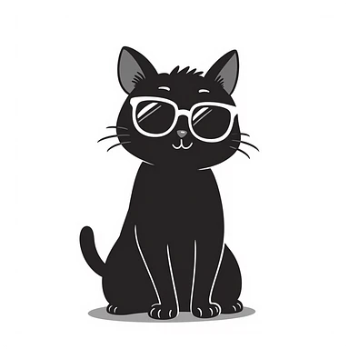 cat wearing sunglasses hand-drawn doodle style sticker