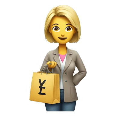 mom with a shopping bag with money symbol ey sticker