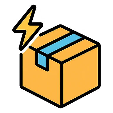 lightning bolt and package, fastest delivery sticker