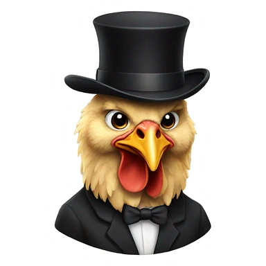 Chicken with black bowler hat sticker