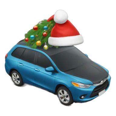 Car with Christmas hat  sticker