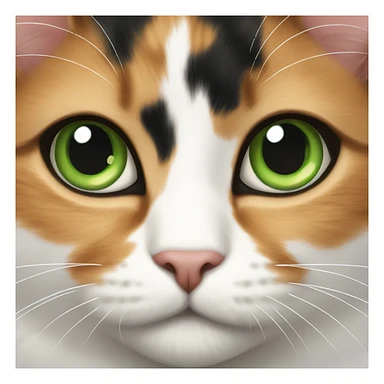 calico cat with green eyes sticker
