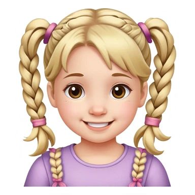 Little girl with pigtails and a cute smile sticker