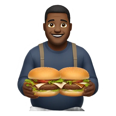 Fat guy eating a turkey burger sticker