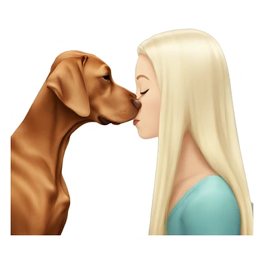 Pretty long white blonde hair girl kissing vizsla  sticker