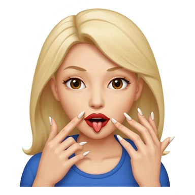 Big lips long nails bestie circle head biting her 1 nail sticker