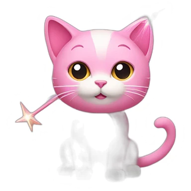 Pink cat with a magic wand  sticker