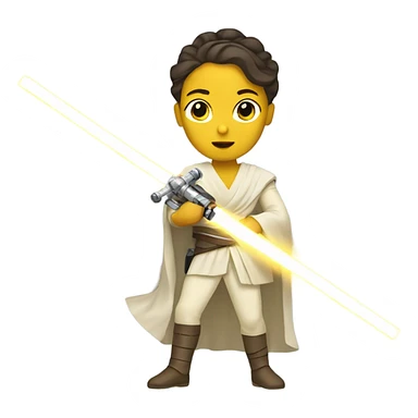 rey skywalker holding a yellow lightsaber sticker