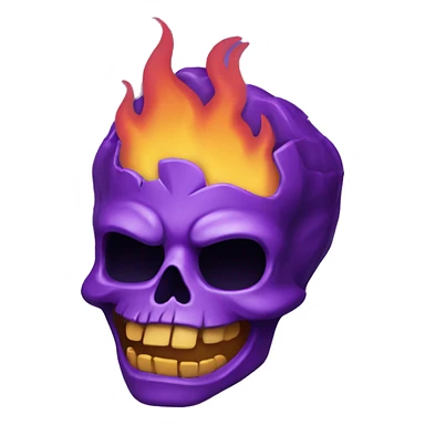 purple flaming skull face sticker
