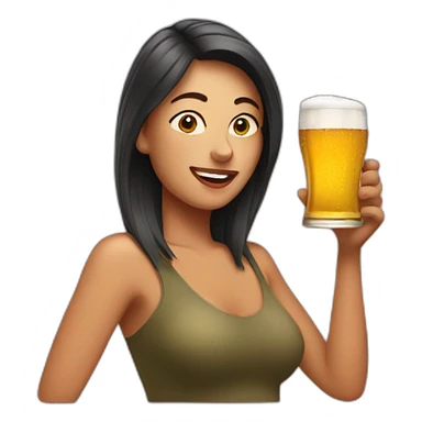 woman drinking beer sticker