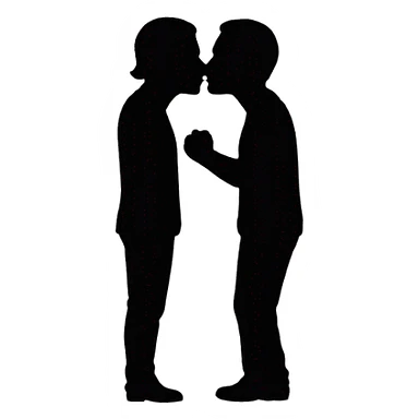 two silhouettes kissing sticker