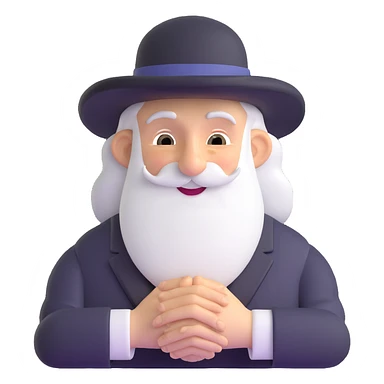 rabbi with a mischievous grin, rubbing hands together, cartoonish and lighthearted sticker