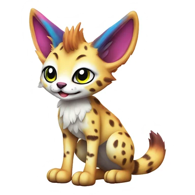 Cute Kawaii Epic Colorful Sergal-Serval-Vernid full body sticker