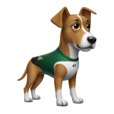 Dog with a Ronaldo jersey sticker