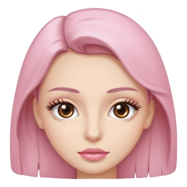 brown eyes, lite pink lips, eye lashes sticker