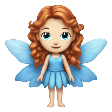 girl who is a fairy with white skin, auburn hair, blue eyes and a blue fairy outfit with wings sticker