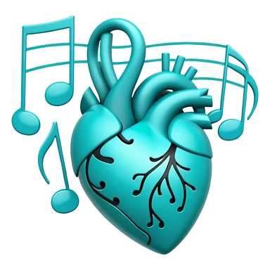 Turquoise heart and notes sticker