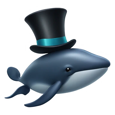 Whale with a top hat  sticker