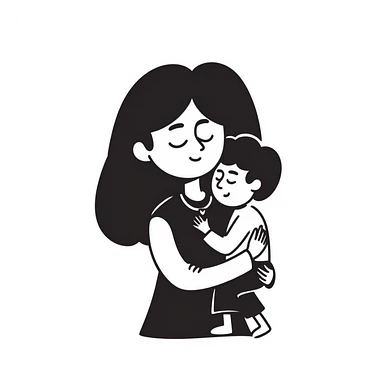 mom with a heart sticker