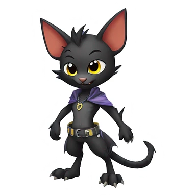 Black Anthro Cool Punk Bat-Cat-Fakemon Full Body sticker