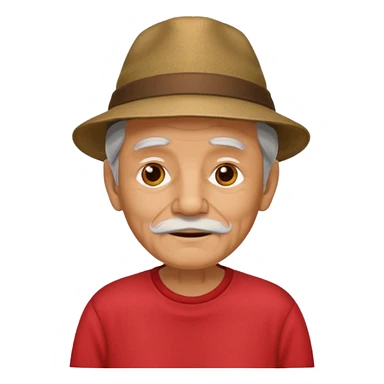 old guy with hat and red shirt sticker