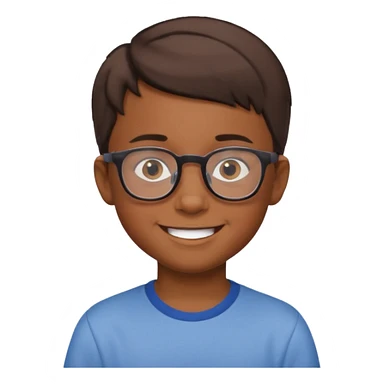 niño de 10 años, moreno, con gafas de ver y pelo corto, expresión sonriente sticker