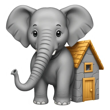 Elephant building a house  sticker