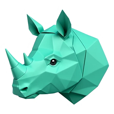 origami rhino head in color green mint rgb(168, 251, 211) sticker