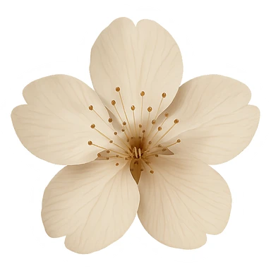 show  one beige cherry blossom without a stem , remove background sticker