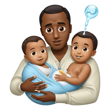 Sean “Diddy” Combs with baby oil and a very small infant and he’s pouring the baby oil on the baby and they have a scared face they’re really scared while diddy is happy sticker