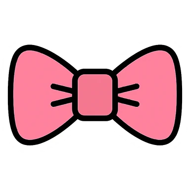 cute pink bow tie icon with color outline and black outlines sticker