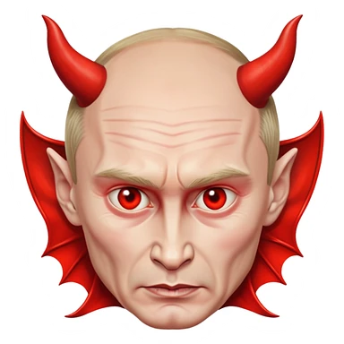 Putin as a devil with lifelike facial features and intricate devil elements sticker